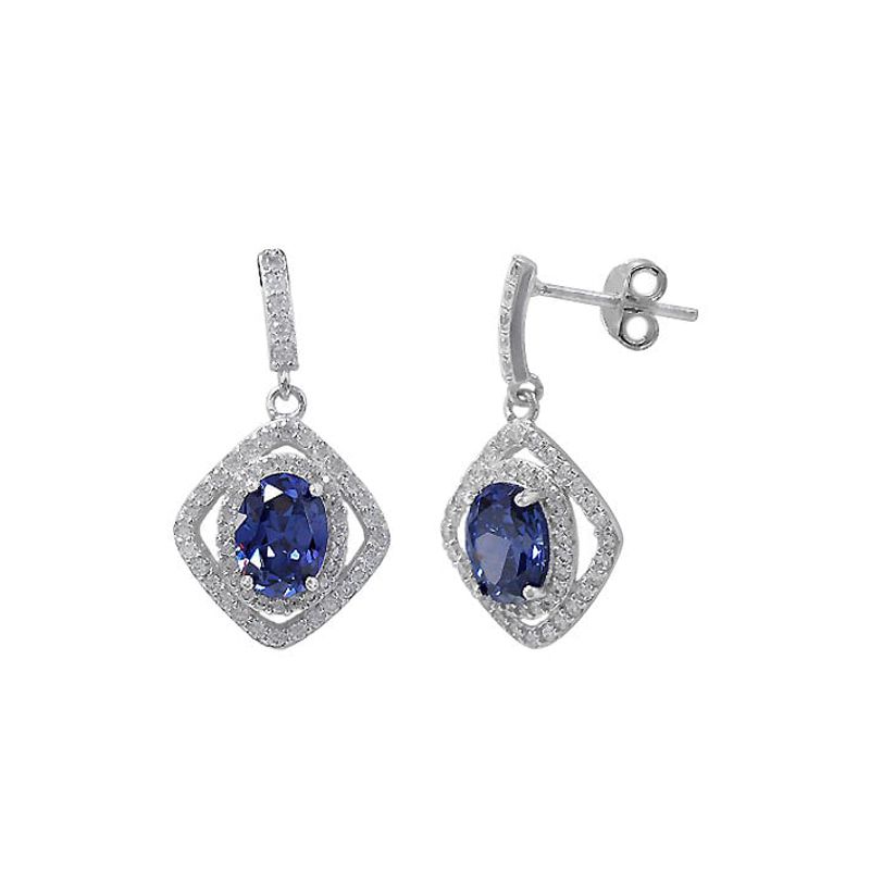 Purple "Tanzanite" Cubic Zirconia Dangle Earrings - Click Image to Close